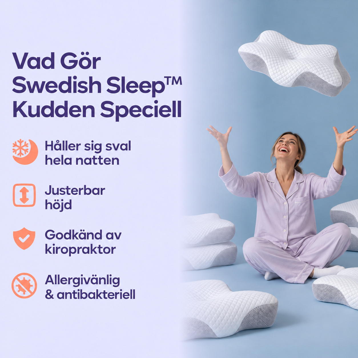 Swedish Sleep-kudden med produktfördelar